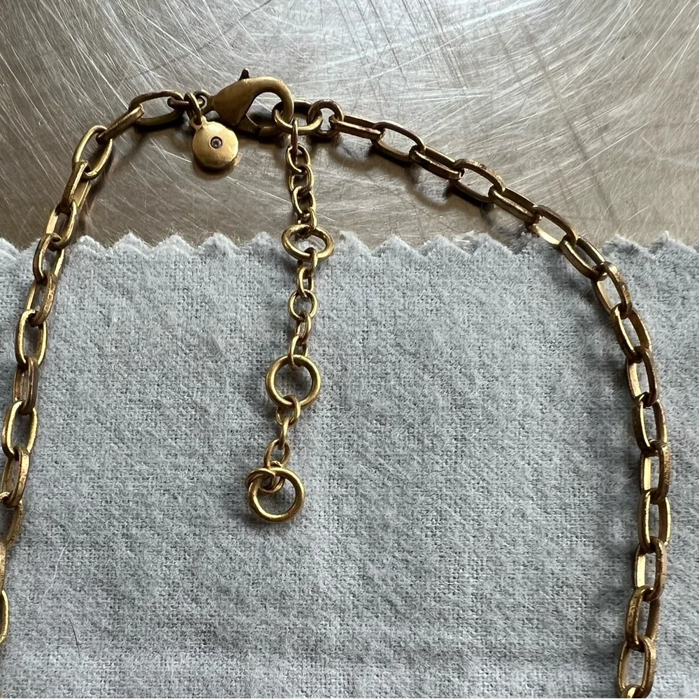 J Crew Emerald and Gold Tone Rhinestone Statement Necklace - Picture 3 of 4